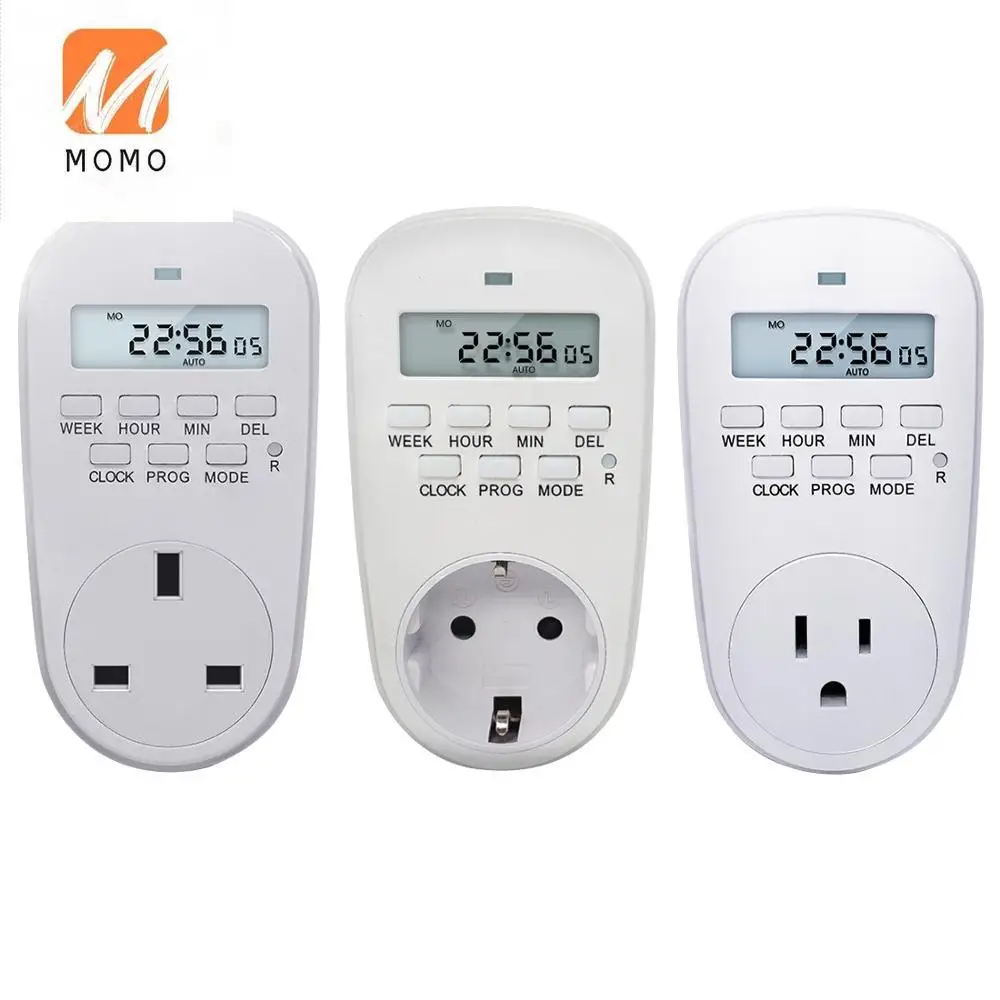 

Digital Timer Switch Energy Saving Adjustable Programmable Setting of Clock/ On/ Off Time EU /US/ UK Plug Kitchen Timer Socket