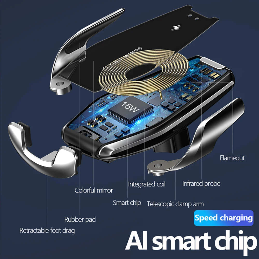 fdgao automatic clamping 15w car wireless charger mount qi fast charging phone holder for iphone 12 11 xs xr x 8 samsung s20 s10 free global shipping