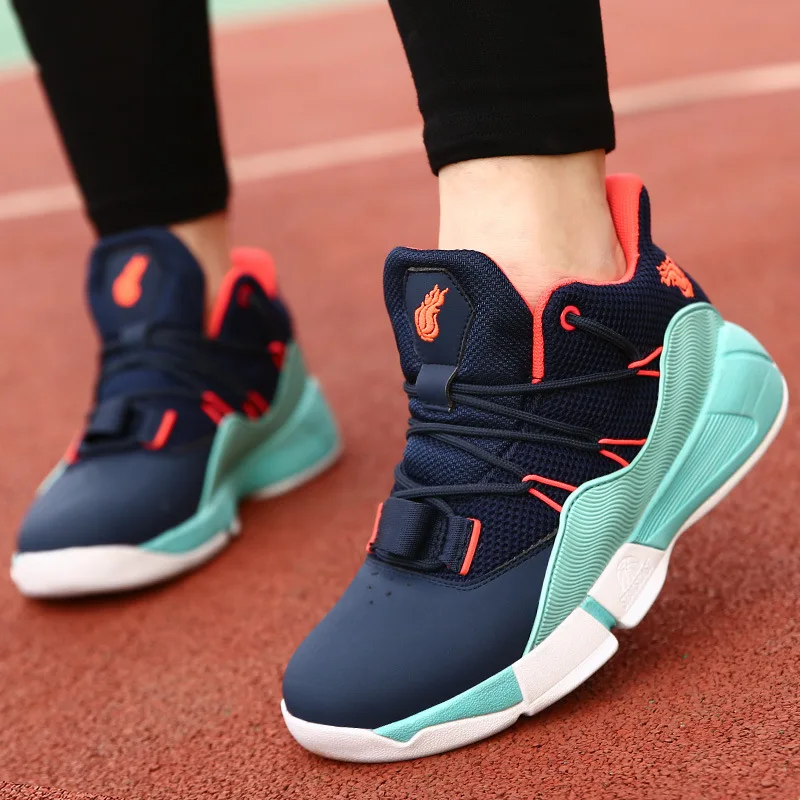 Детские баскетбольные туфли контрастного дизайна размер 33 42 удобные кроссовки