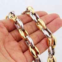 7 40 6 57 512mm fashion womens mens stainless steel gold silver color coffee beads bean chain necklace