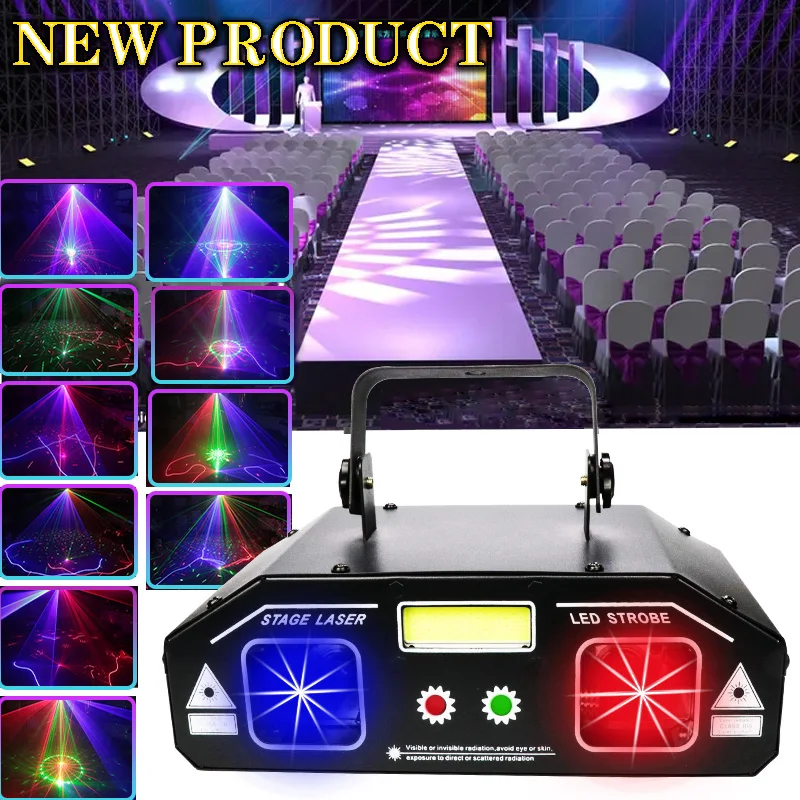 Лазерный проектор 3NI1 DMX512 со звуковой музыкой и эффектом стробоскосветильник