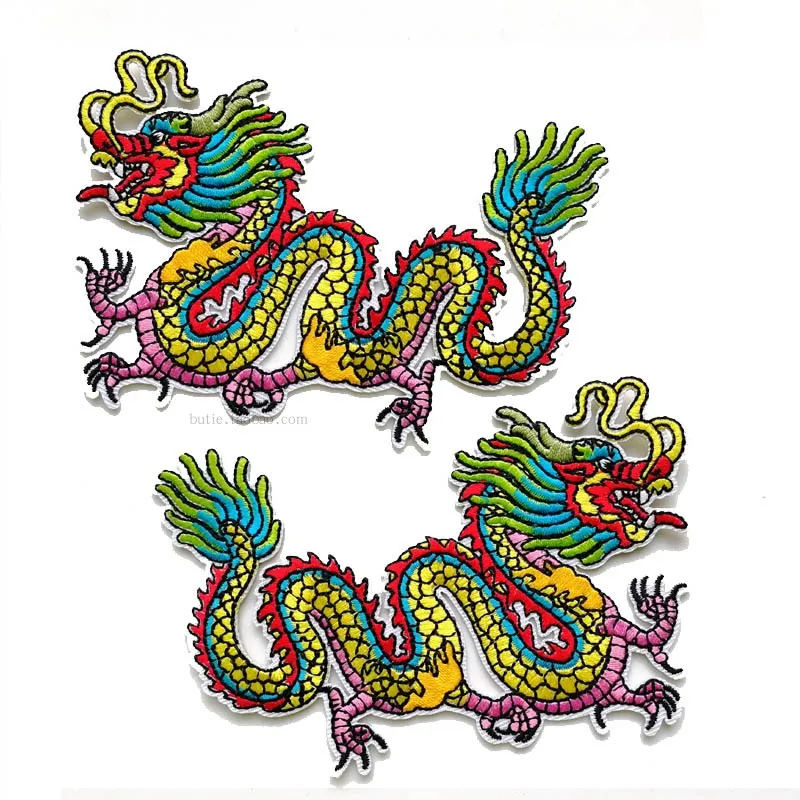 Adhesive cloth stickers red Chinese dragon and phoenix P03 stage costume decoration accessories subsidies ethnic style clothes |