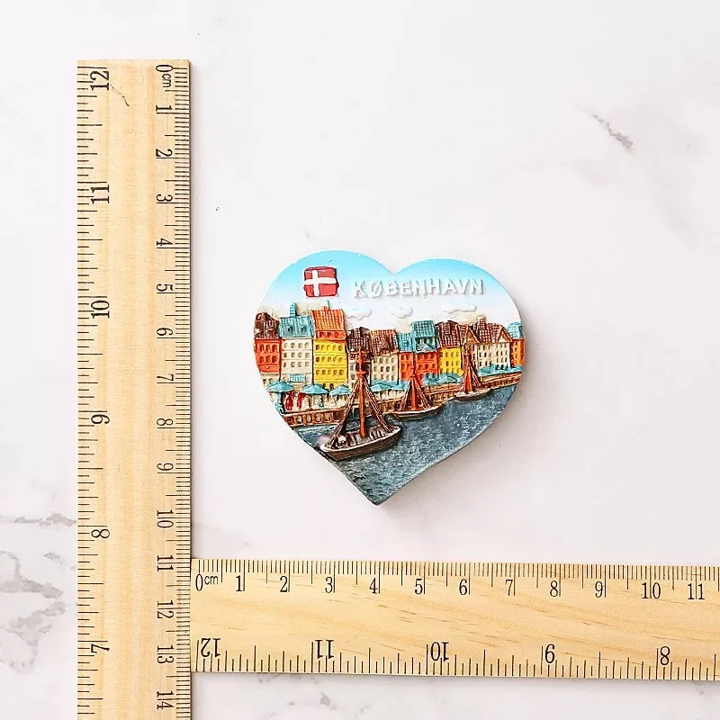 Heart shaped Denmark Наклейки на холодильник зарубежные швейцарские туристические аттракционы сувениры трехмерные наклейки из смолы подарки на день рождения холодильник - Цвет: Heart shaped Denmark