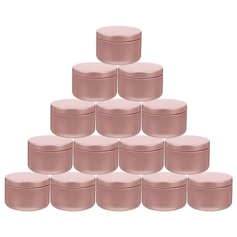 Contenedores redondos de aluminio para velas, pr&aacute;ctico tarro peque&ntilde;o de Metal herm&eacute;tico s&oacute;lido para aromaterapia, 24 piezas-4