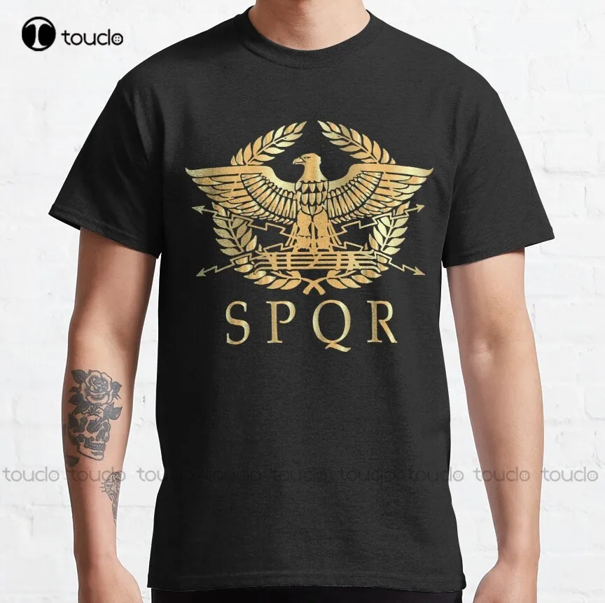 

Spqr- Roman Empire Standard Eagle Emblem Vintage Gold Shield Classic T-Shirt Golf Shirts Women Custom Aldult Teen Unisex Xs-5Xl
