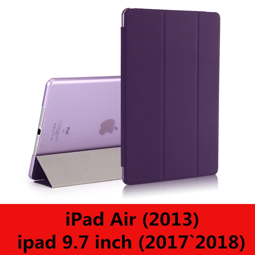 Чехол для iPad 9,7 6-го поколения, Чехол Air 3 2 1 Pro 10,5, прозрачный чехол, умный чехол из искусственной кожи для сна - Цвет: purple-L-New9.7 Air