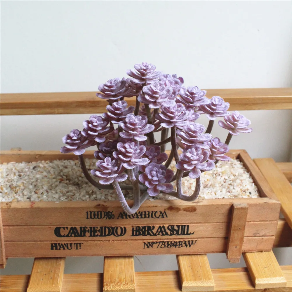 

39Styles Purple Flocking Artificial Succulents Plants Home Garden Decoration DIY Plants Wall Flower Arrangement Fake Plants