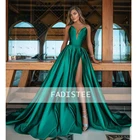 Женское атласное вечернее платье, темно-зеленое платье без бретелек, для выпускного вечера, 2021