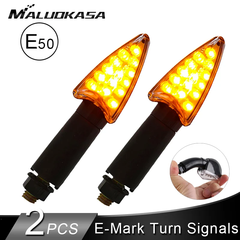 2 шт. мотоциклетные поворотники E-Mark E50 светодиодный мигающий сигнал 14 светодиодный мигалка Авто индикаторы Гибкий Хвост Стоп сигнал для Honda