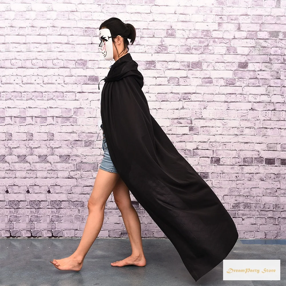 Черный плащ с капюшоном на Хэллоуин накидка волшебника вампира ведьмы