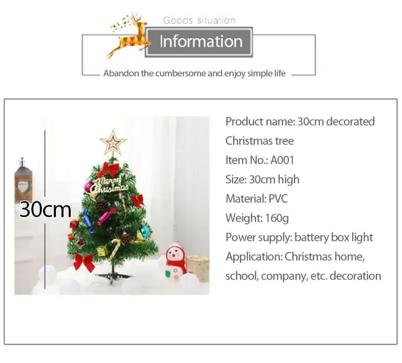 

30cm DIY Christmas Tree with Lights Home Desktop Colourful Decoration Festive Ornaments regalo de Navidad New Year 2021 Hot