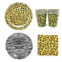 tableware leopard tiger zebra pattern balloons baby shower paper plate cup jungle animal theme birthday party decoration xx254