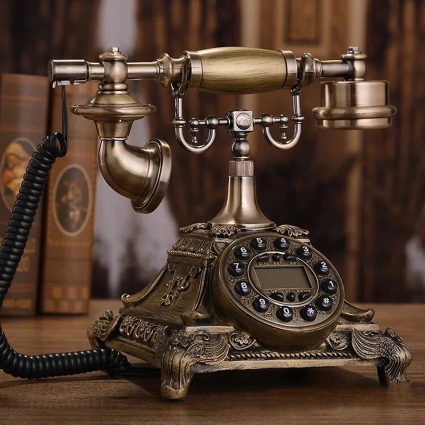 

Полимерный Имитация меди античный телефонный кнопочный циферблат ретро телефон домашний офис стационарный телефон с определителем номера...