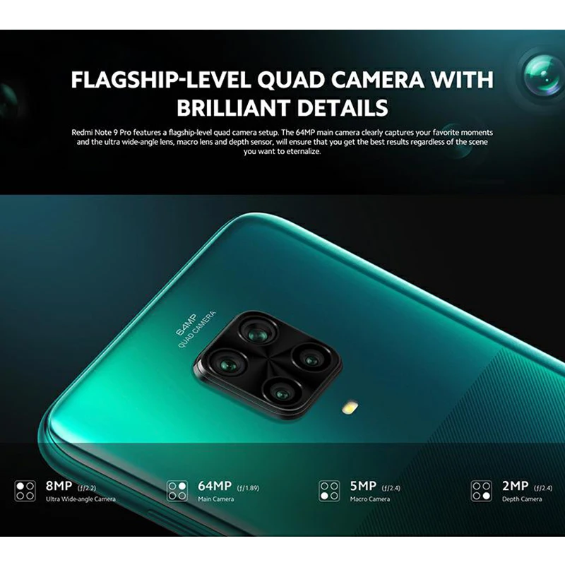 Глобальная версия Xiaomi Redmi Note 9 Pro 6 ГБ 64 Гб/6 128 NFC Snapdragon мобильного телефона 720G Octa Core