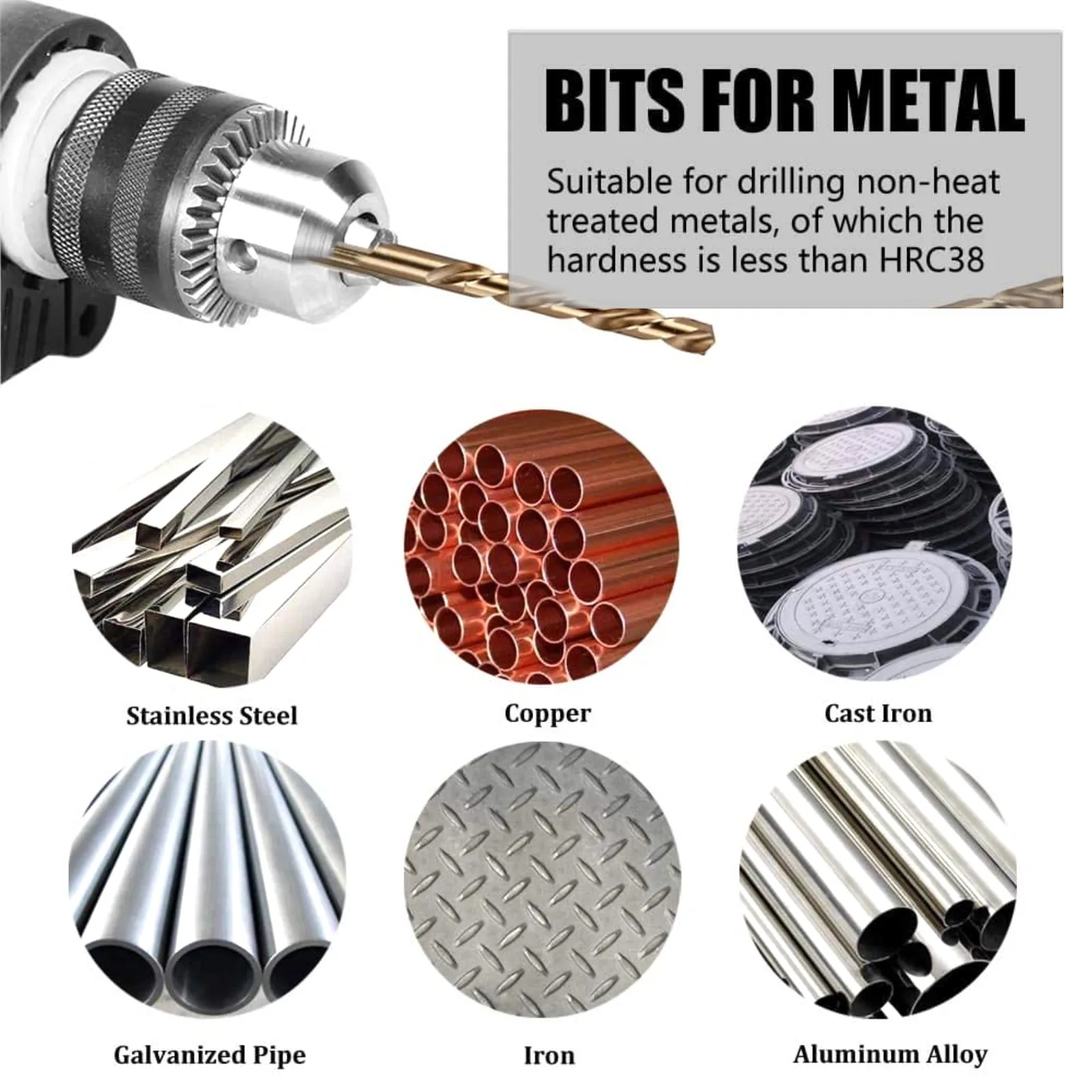 

13/19/25PCS M35 High Speed Rigid Drill Bit Set Stainless Steel Hole Cobalt Electric Drill Bit Set Straight Shank Cutting Tool