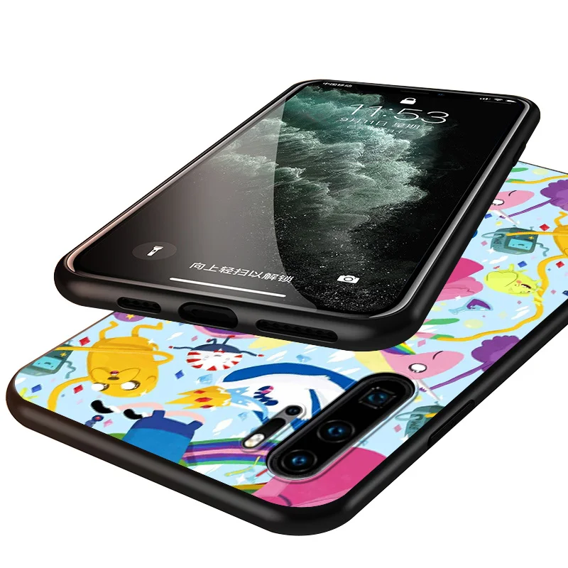 

Adventure Time Finn Jake Black Cover For Huawei P40 P30 P20 P10 P9 P8 Lite E 5G 2017 2019 Pro Plus Phone Case