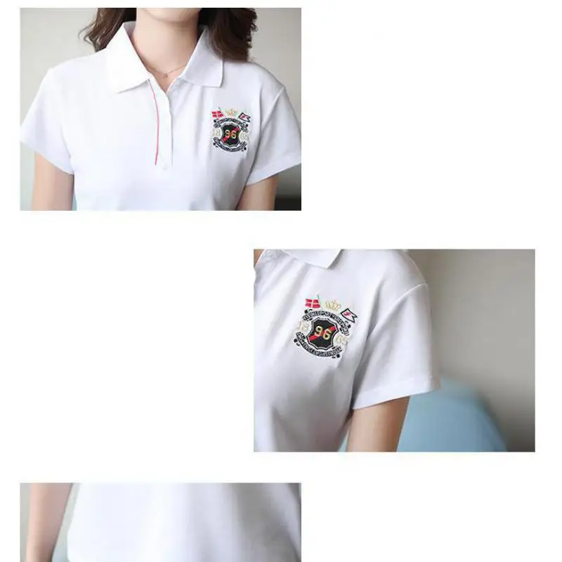 Женская летняя Однотонная футболка с коротким рукавом|Футболки-поло| |