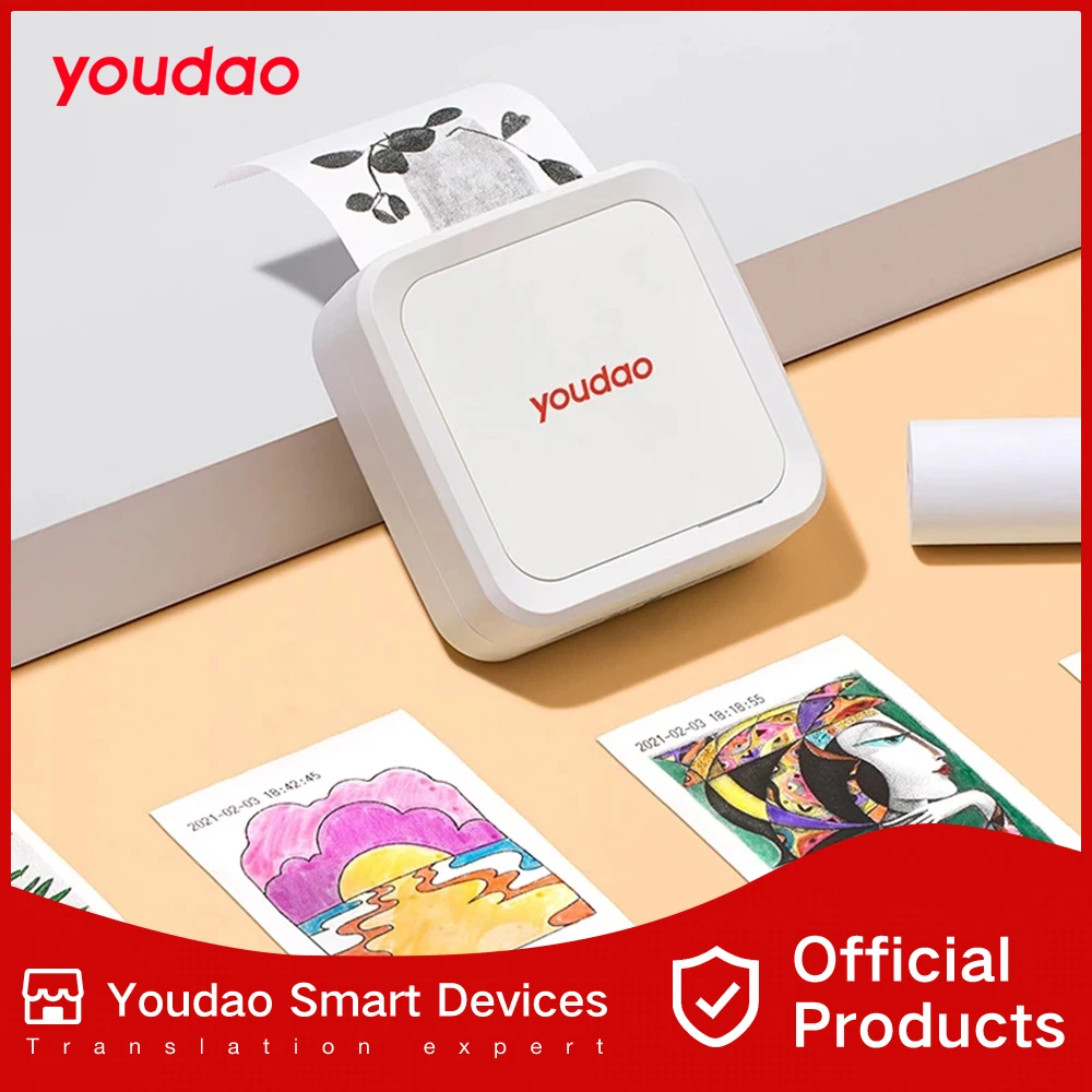 

youdao Карманный мини-принтер с Bluetooth, беспроводной, портативный, разбирается с учениками, неправильные вопросы и ведет учетную запись, офисные...