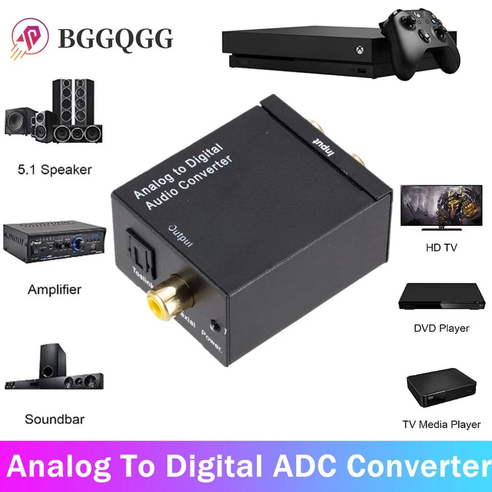 

BGGQGG Analog To Digital ADC Converter Optical Coax RCA Toslink Audio Sound Adapter SPDIF Adaptor For DVD Apple TV For Xbox 360