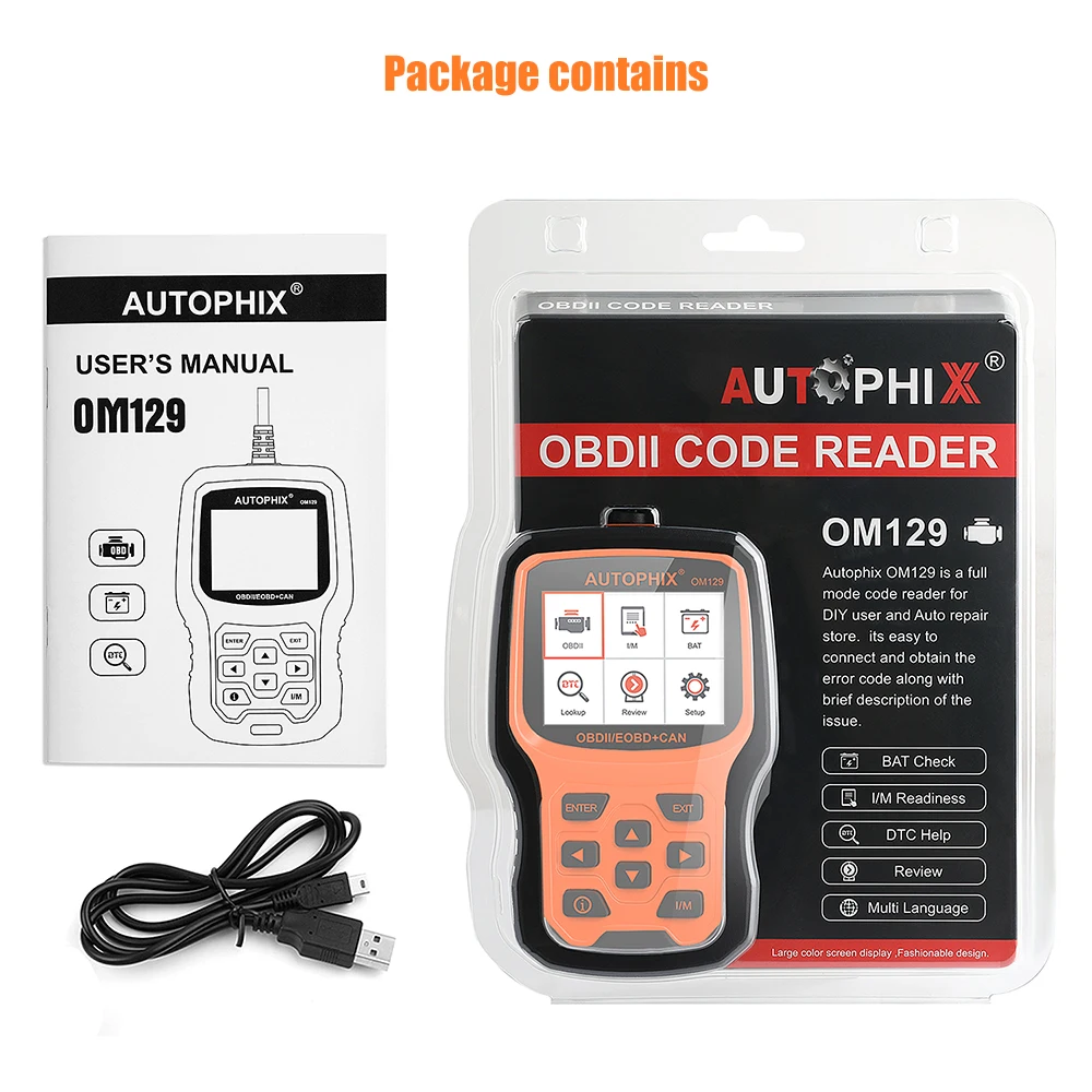 

Autophix OM129 OBD2 Scanner Universal Automotive Code Reader Auto Engine Battery On-Board Monitoring OBD 2 Car Diagnostic Too