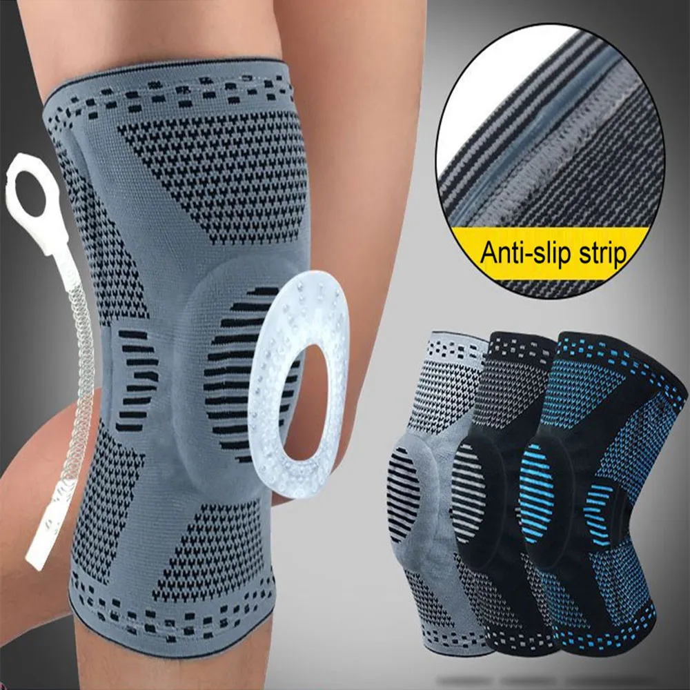 1Pc Knee Compression Sleeve Brace Support Patella Gel Pads Side Stabilizers for Running Meniscus Tear Arthritis Pain Relief - купить по