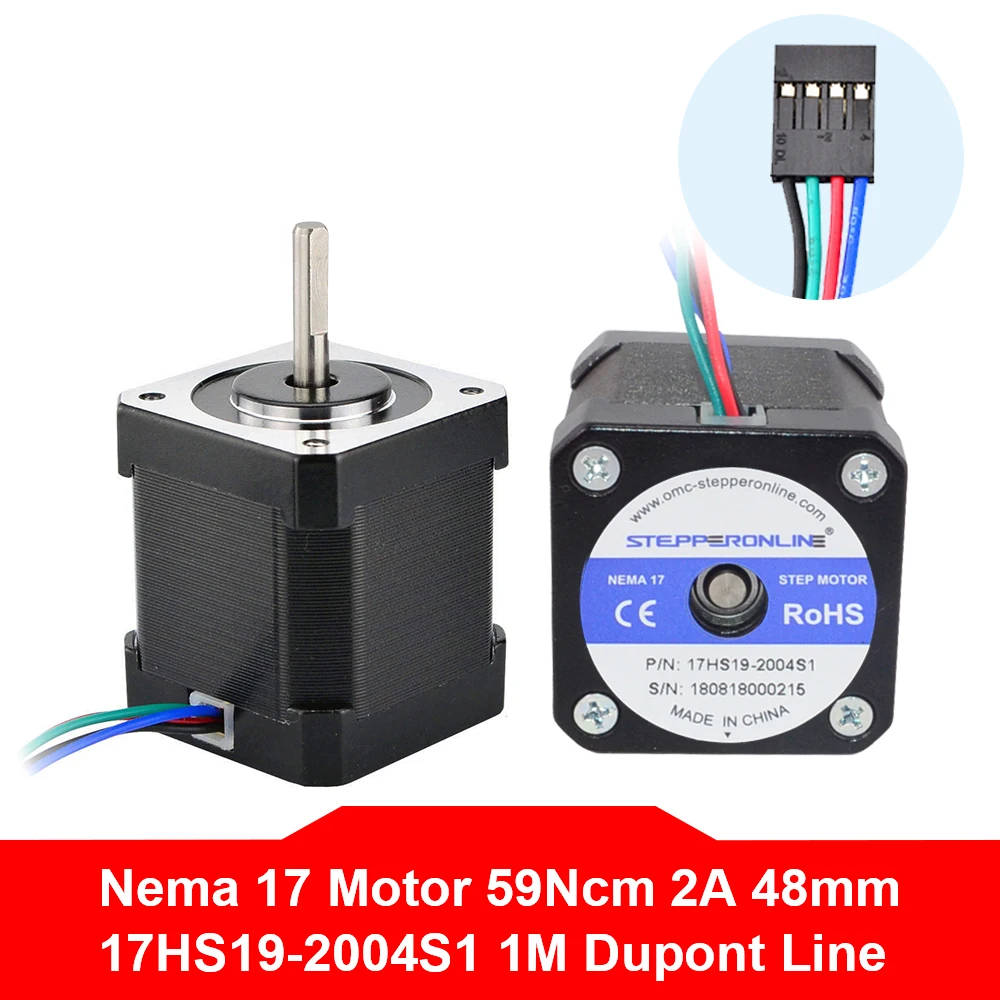 Nema 17(Национальная ассоциация владельцев электротехнических предприятий) шаговый двигатель 48 мм 42bygh шаговый двигатель 2A(17HS19-2004S1) Мотор 4-свинец кабель длиной 1 м для 3D-принтеры CNC XYZ двигатель