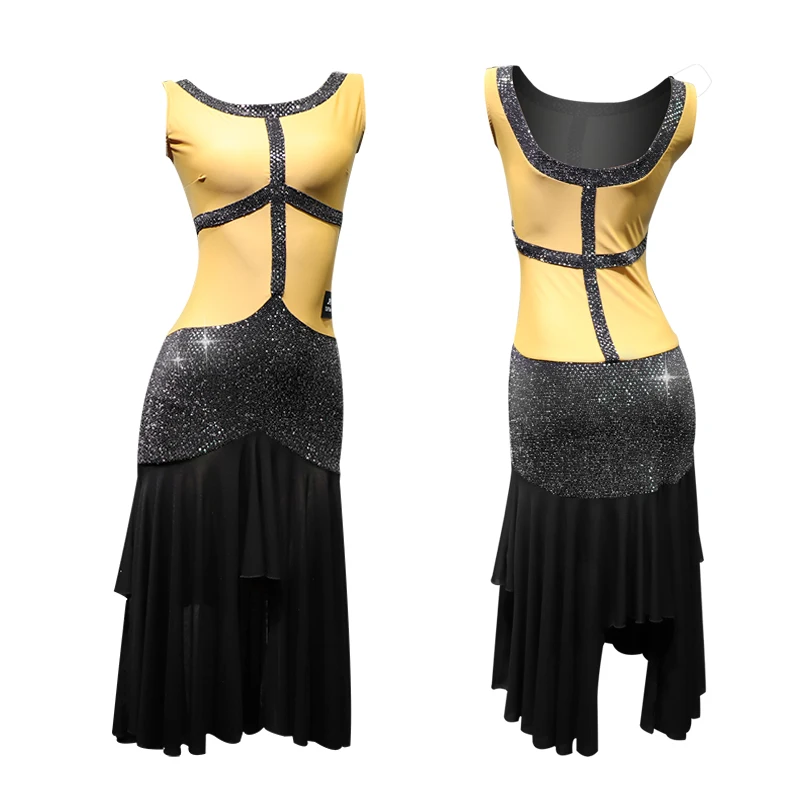 

Latin Dance Dress Adults Sleeveless Sequin Performance Clothing Rumba Cha Cha Samba Tango Salsa Women Competition Wear DN4067