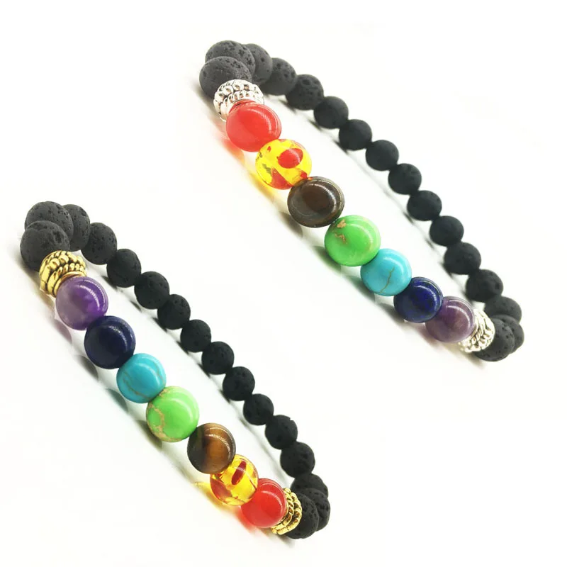 Классический браслет из бисера чакра браслеты мужские черные лавы бусины с