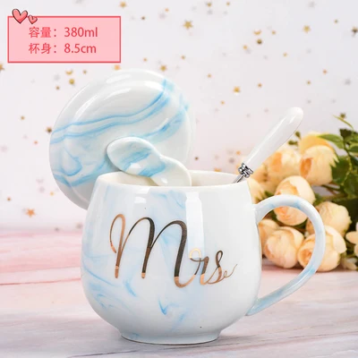 OUSSIRRO натуральный мрамор фарфоровая кофейная кружка Mr and Mrs чай чашка молока творческий подарок на свадьбу юбилей - Цвет: D
