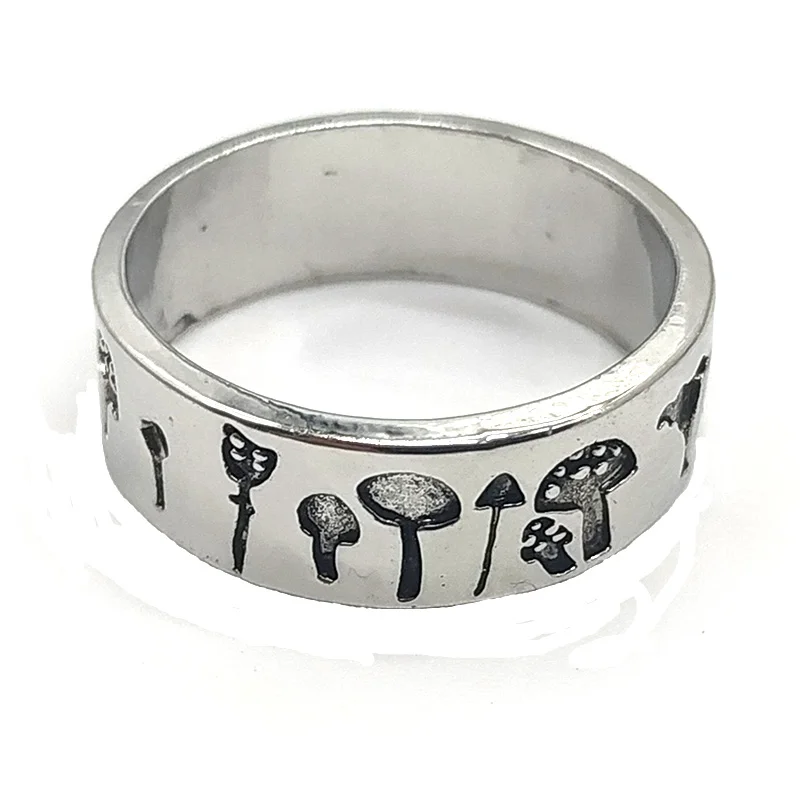 

Vintage Punk Matching Flower Mushroom Women's Ring Unique Retro Aesthetic Boho Goblincore Emo Wedding Jewelry Gift Accessories