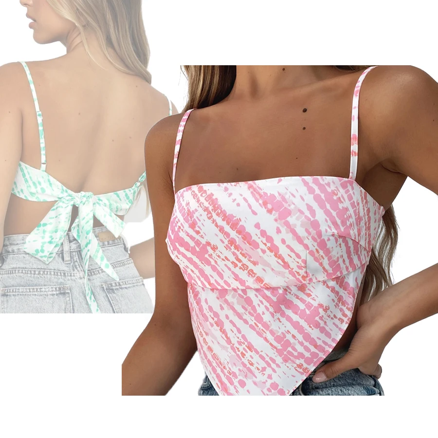 

Y2k Woven Corset Vest Bandana Tank Tops Sexy Backless Camisole Women Summer Off Shoulder Halter Top Sling Strap Club Streetwear
