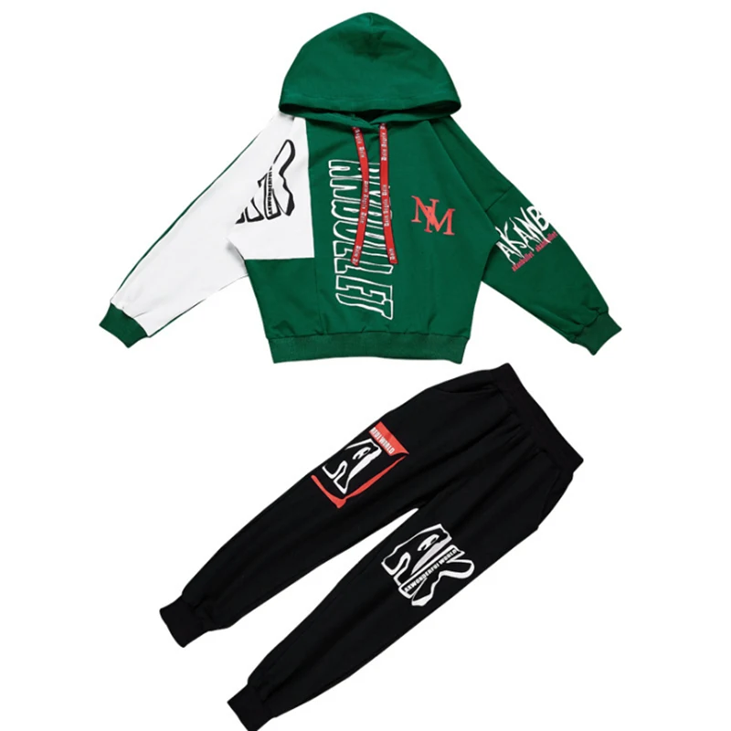 Fall Hip Hop Costume Children's Clothing Set Outfit Boys Long Sleeve Sports Suit Kids Hoodies+ Pants 2 Pcs Set Tracksuit
