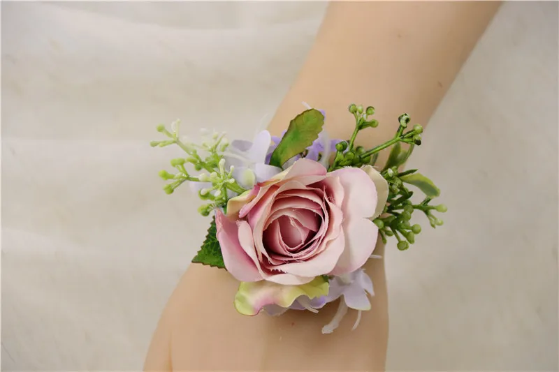 N Wrist Flower YO CHO Свадебный планировщик розы Искусственный шелк цветок на запястье корсаж браслет жених бутоньерка белый свадебный для мужчин свадебные цветы - Цвет: N Wrist Flower