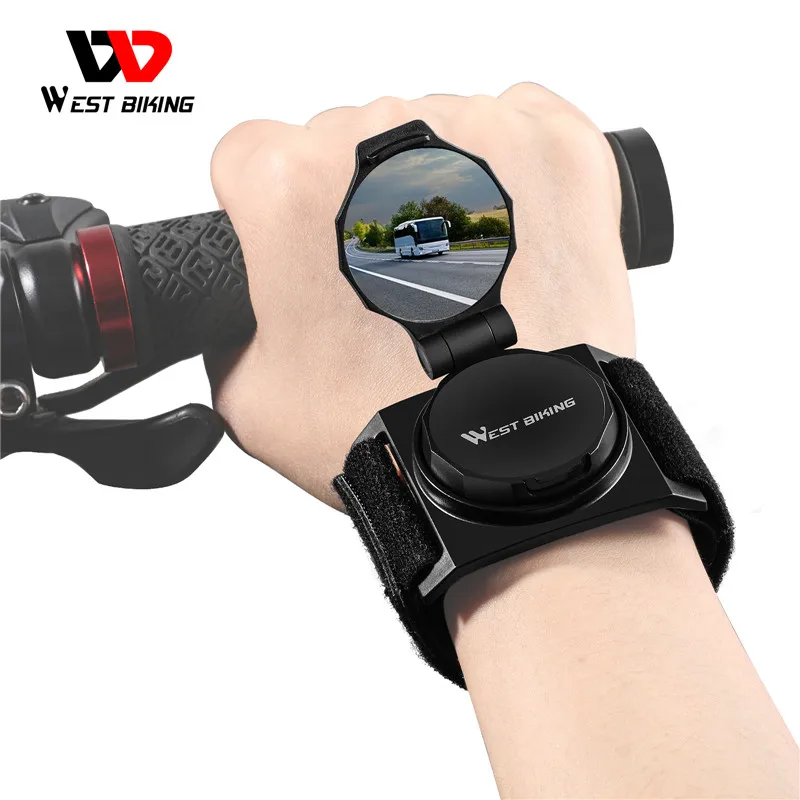 

WEST BIKING Bike Wrist Rearview Mirror 360 Degree Rotating Mountain Bike Accessories Adjustable Arm Wrist Strap Bicycle Mirror