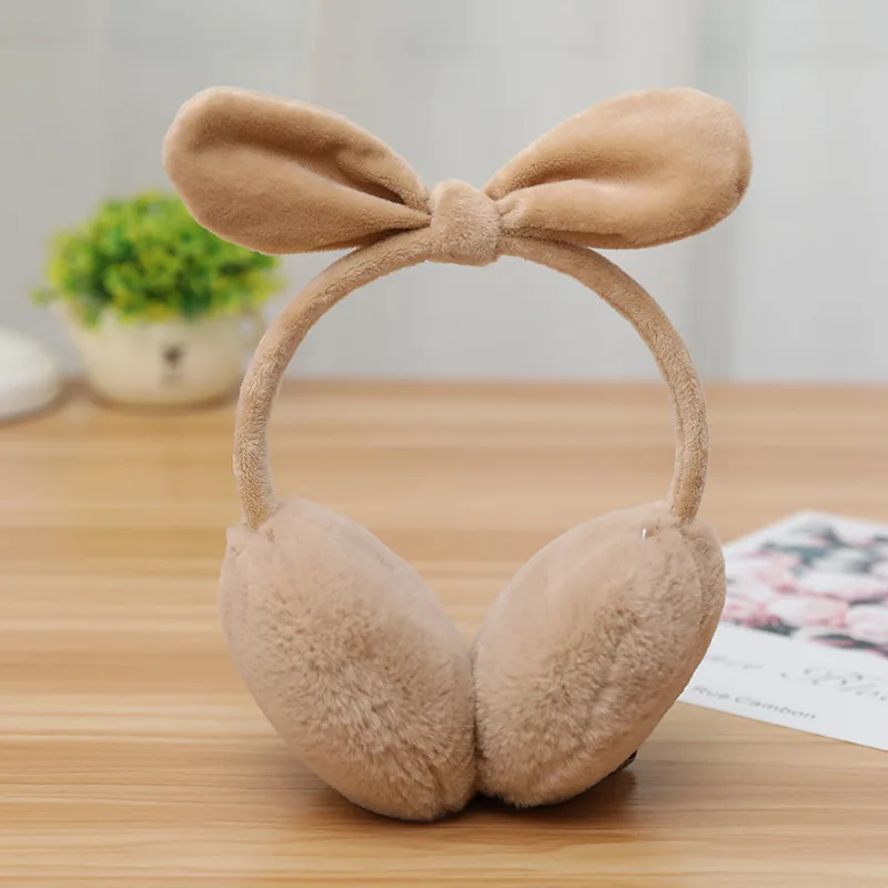 Женские наушники с заячьими ушками зимние теплые милые удобные мягкие плюшевые