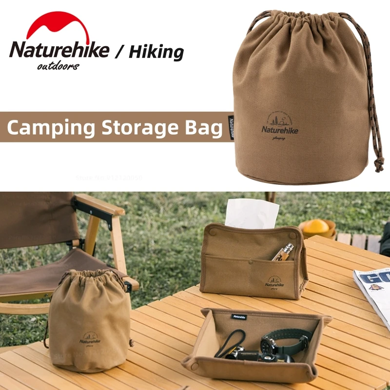 Naturehike-Bolsa de almacenamiento de lona para artículos diversos, equipo portátil de Camping, vajilla, caja de pañuelos, bandeja de almacenamiento