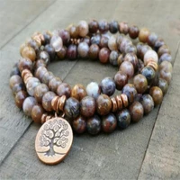 8mm multi color jade mala bracelet 108 beads gemstone yoga wristband chakas energy chain bless natural veins cuff unisex monk
