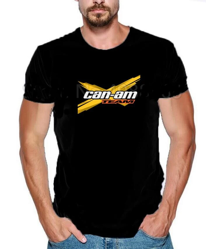 Модная классическая мужская черная футболка с логотипом Can am принтом короткими