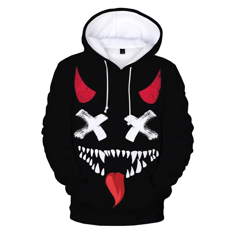

Harajuku Devil Smiling Face Hoodie 3D Print Sweatshirt Men Women Fashion Oversized Hoodies Harajuku Pullover Coat Clothing