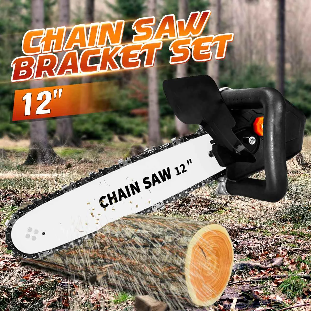 

12inch Chainsaw Bracket Set Electric Chain Saw Adapter Converter Stand Set Part For 100 Angle Grinder Into Chain Saw Woodworking