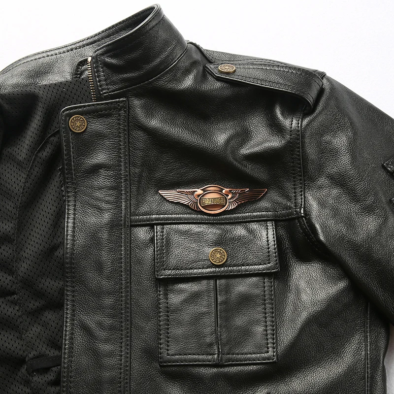 Мужская куртка из 2021 натуральной кожи на весну и осень 007-ю годовщину полицейская