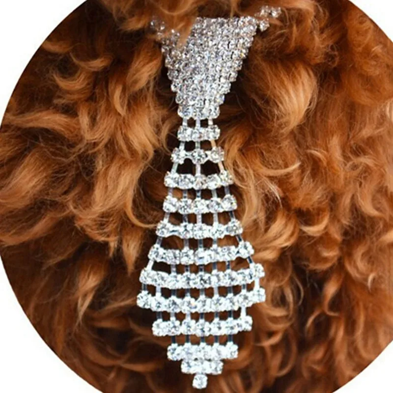 Регулируемый декоративный ошейник стразы Блестящий галстук для собак мальчиков