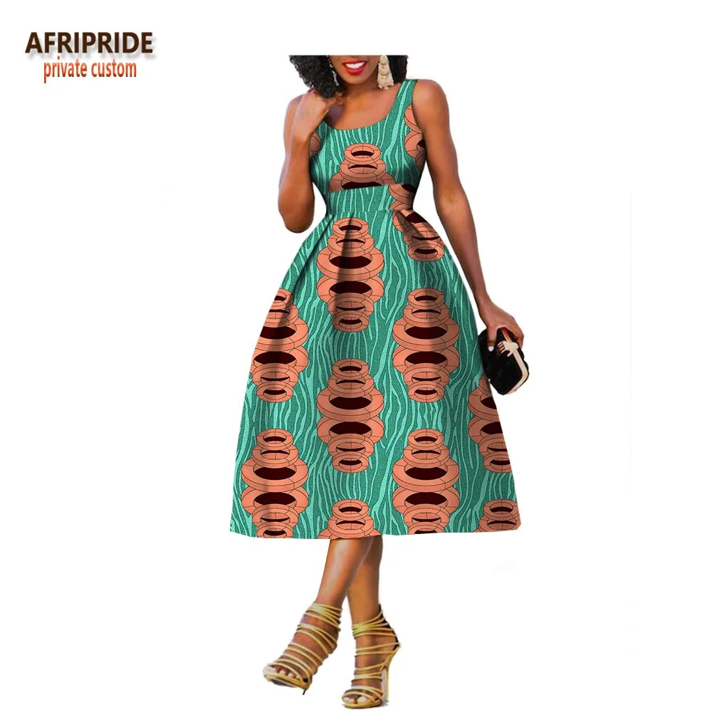 Оригинальное платье Afripride, индивидуальная африканская одежда на заказ, летнее платье для женщин, до колена, без рукавов, батик, вечернее платье A722534 - Цвет: 277x