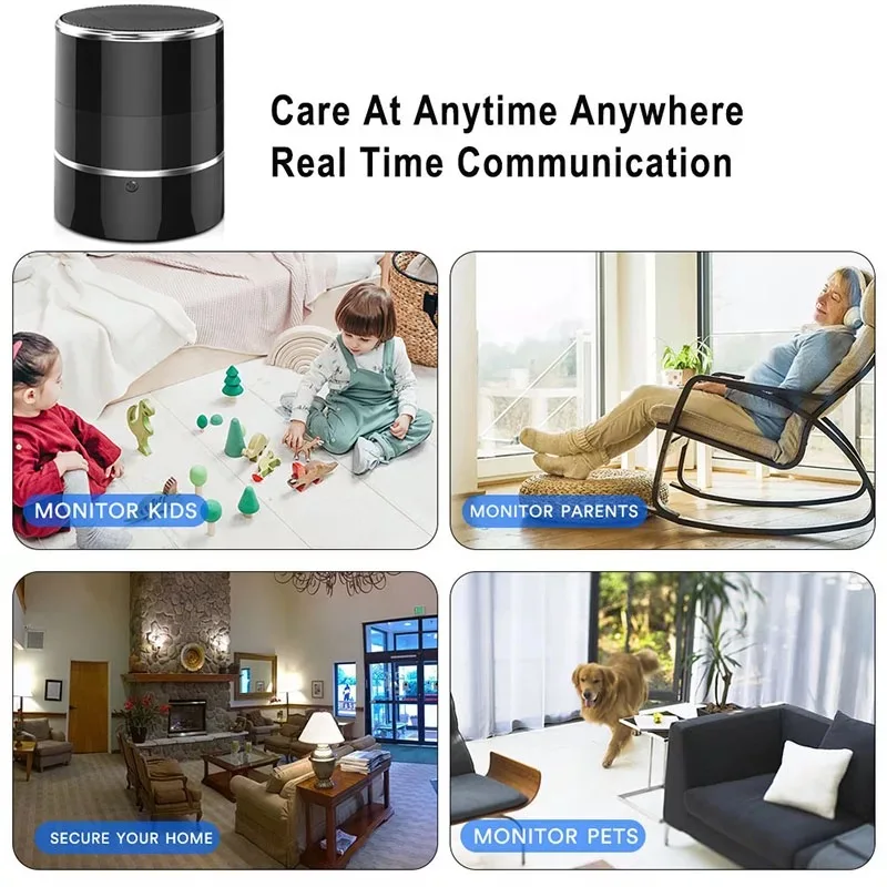 Mini Wifi Camera 1080P Rotating Audio Video Recorder Wireless Portable Smart Bluetooth Music Speaker | Электроника