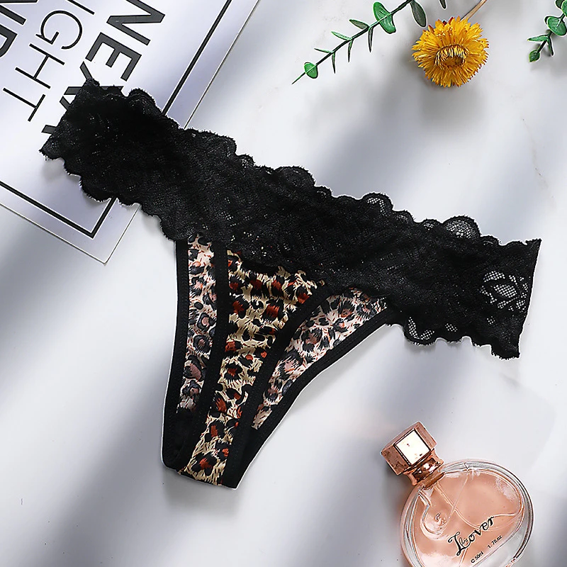 

Sexy Women Underwear Low waist Lace Women Panties Seamless Perspective of bud silk embroidery briefs Underwear Leopard grain