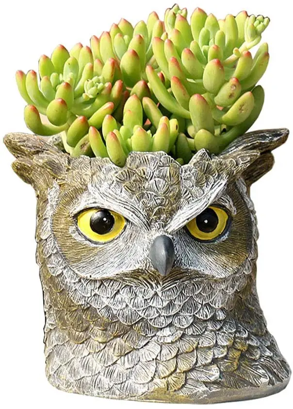 Planters for succulents Resin Owl Planter Pen Holder with Drainage Hole Large Opening 5.5 inches Plant Pots Youfui Indoor | Дом и сад