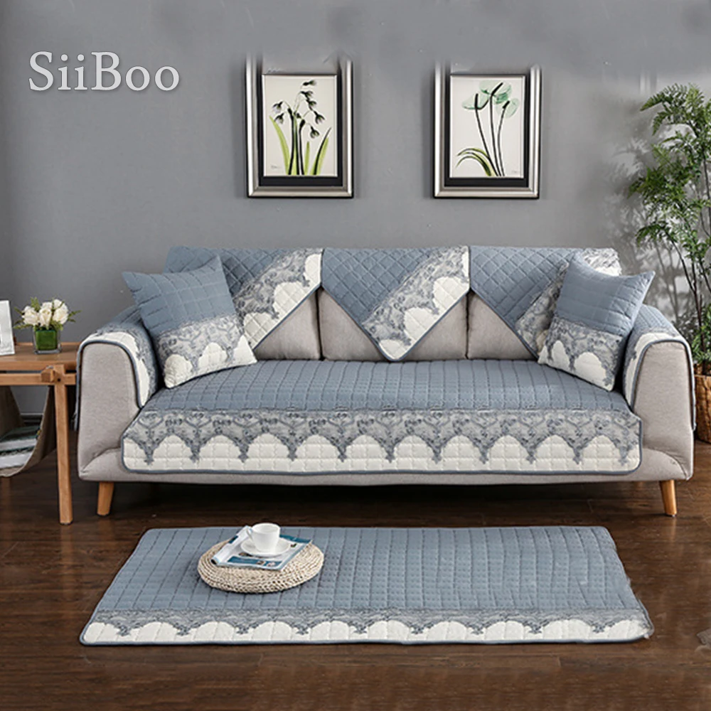 Корейский стиль серый цвета хаки кружевной сращенный стеганый чехол для дивана