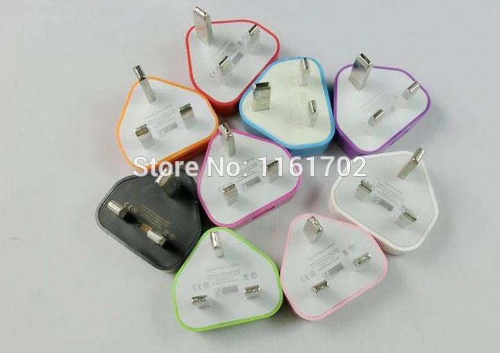 100 шт./лот штепсельная вилка Великобритании 3 контактный USB адаптер питания
