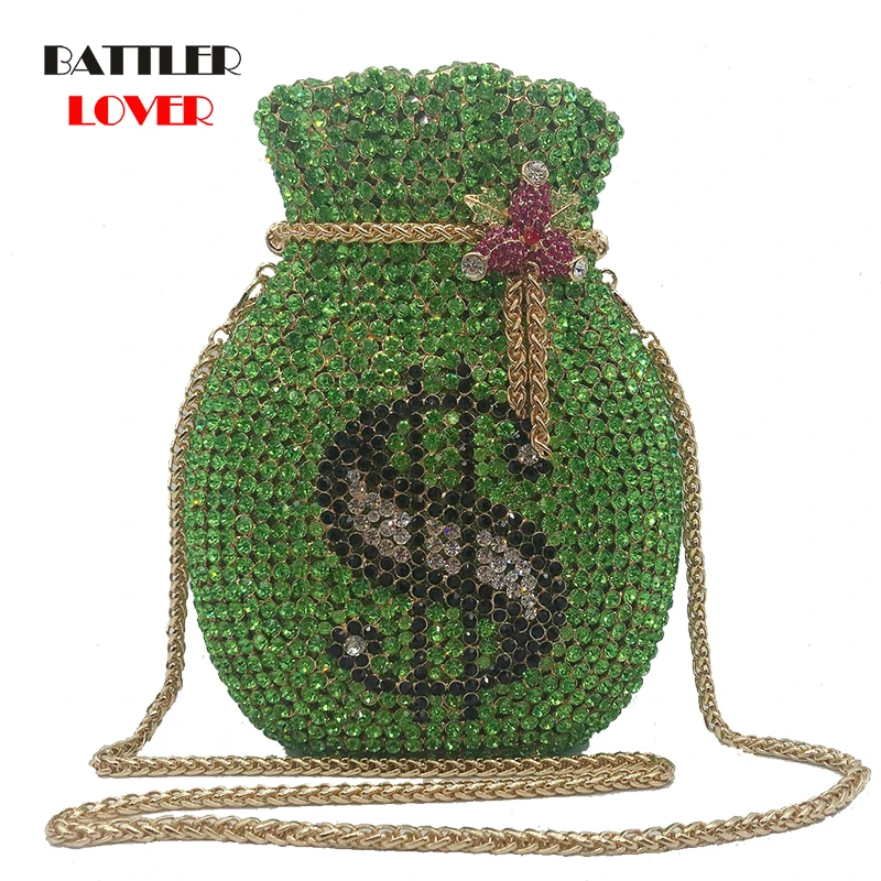 

Women Diamond Money Pocket Purses and Handbags Luxury Designer Chain Clutch Bag for Female Crystal Rainestone Evening Bag Totes