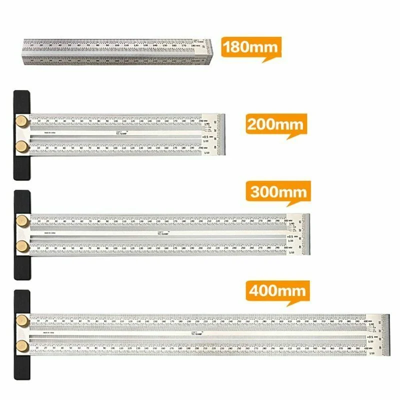 

Ultra Precision Marking Ruler Woodworking Scribing Angle Measuring Ruler for Builders Craftsmen 180/200/300/400mm EM88